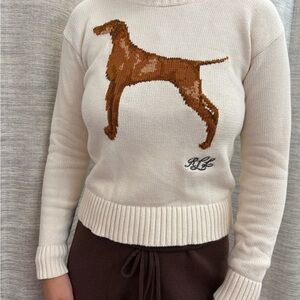 Ralph Lauren Cream Sweater with Brown Dog Design